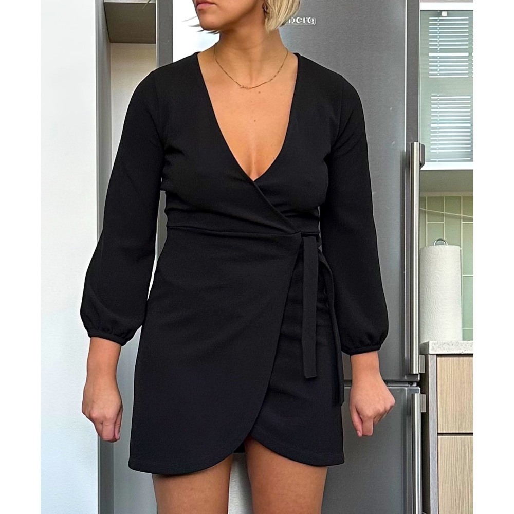 MADEWELL black wrap mini dress
